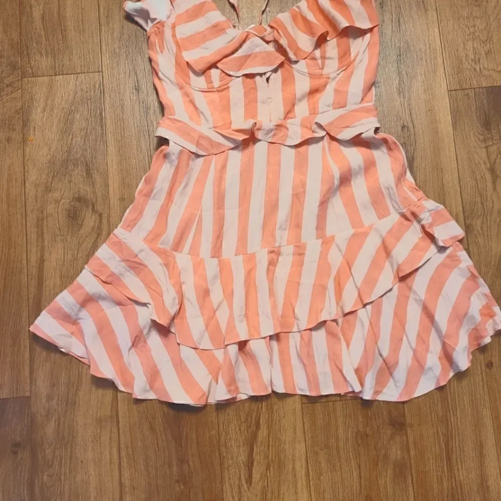 Buddy Love Julia Ruffled Striped Mini Dress Size L